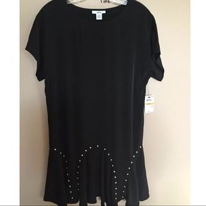 Bar III black flounce tunic with studs S NWT